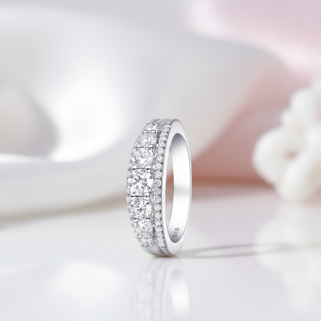 Round White 1.2Ct Diamond Option Ring-Black Diamonds New York