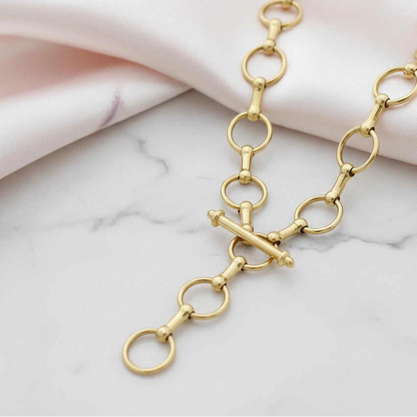 18k Yellow Gold Vintage Chain Bracelet-Black Diamonds New York