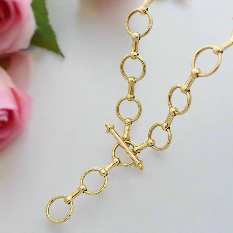 18k Yellow Gold Vintage Chain Bracelet-Black Diamonds New York