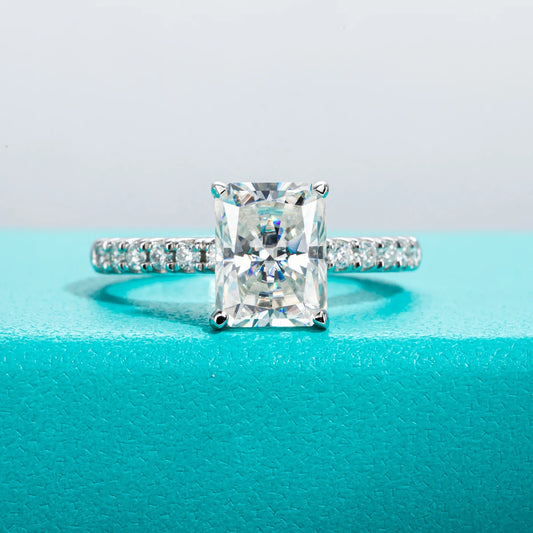 3.0 Ct Radiant Cut Moissanite Engagement Ring-Black Diamonds New York