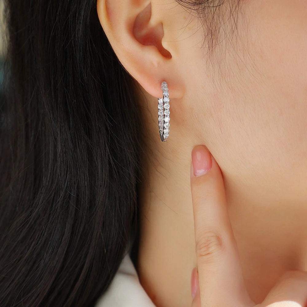 Round Cut Diamond Hoop Earrings-Black Diamonds New York