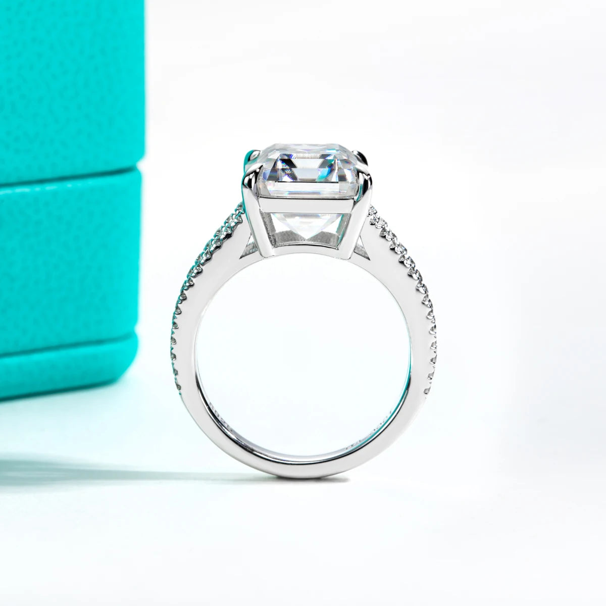 8.0 Ct Emerald Cut Diamond Split Shank Engagement Ring-Black Diamonds New York