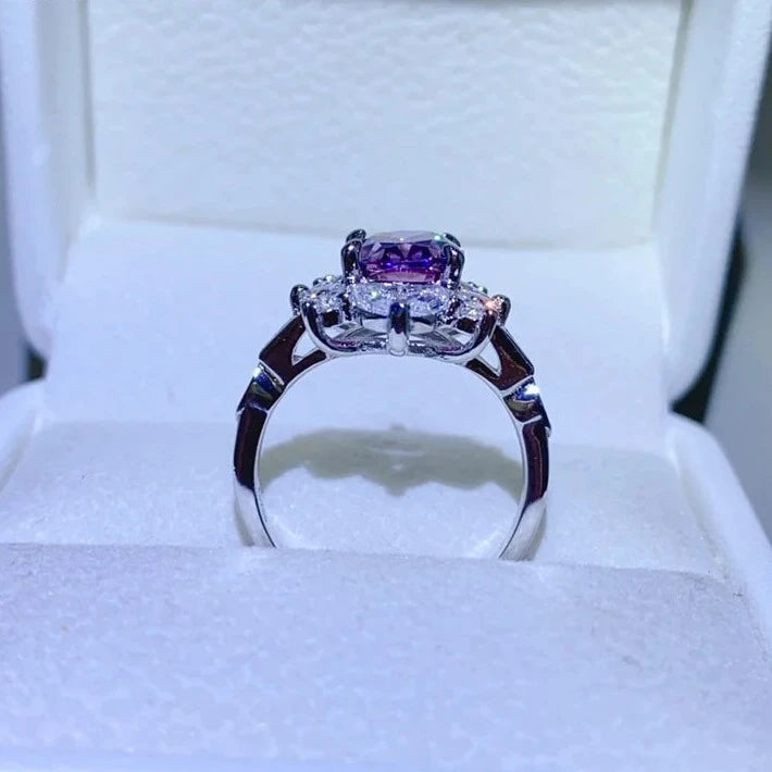 2.0 Ct Purple Oval Cut Moissanite Diamond Engagement Ring-Black Diamonds New York