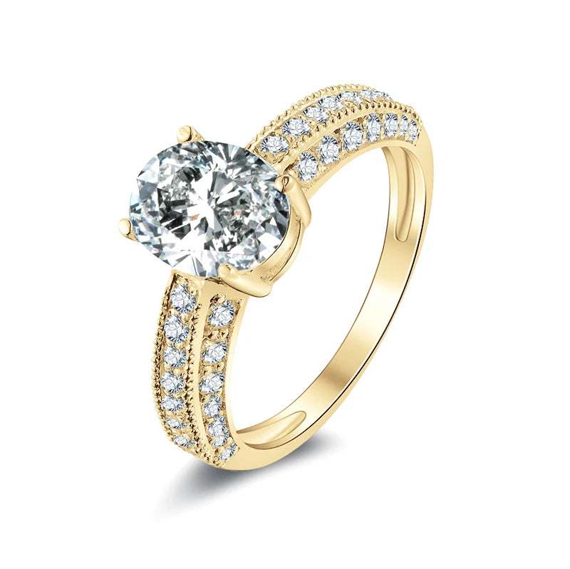 10K Yellow Gold 2.0 Ct Oval Cut Diamond Engagement Ring-Black Diamonds New York