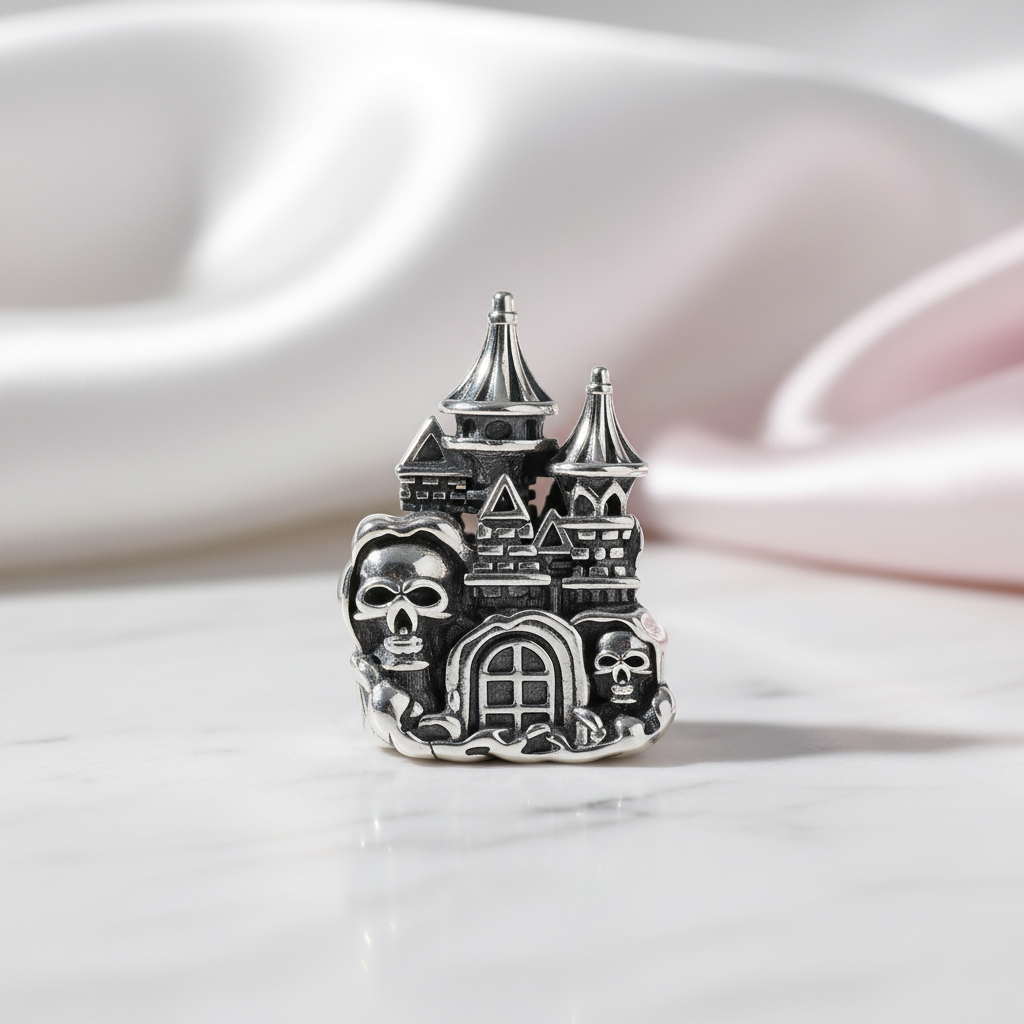 Vintage Skull and Dragon Eye Charm-Black Diamonds New York