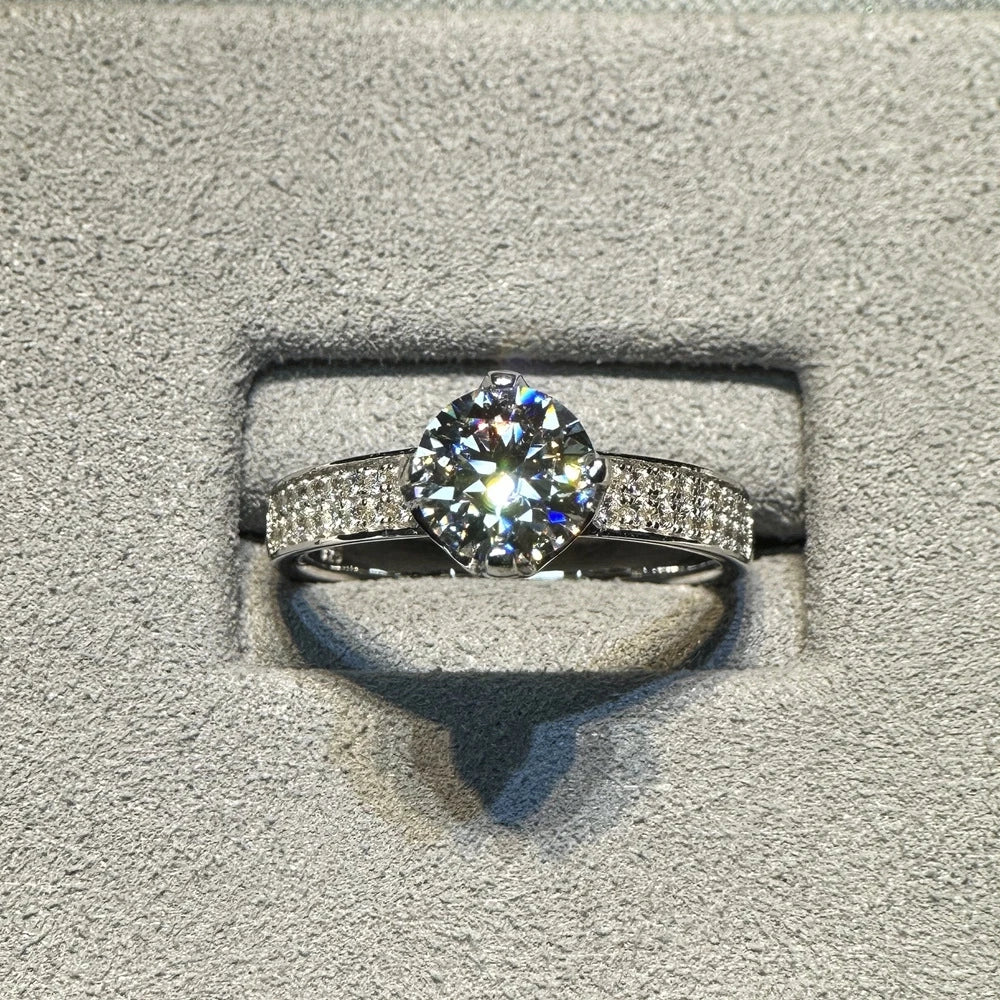 1.25 Ct Round Cut Moissanite Diamond Engagement Ring-Black Diamonds New York