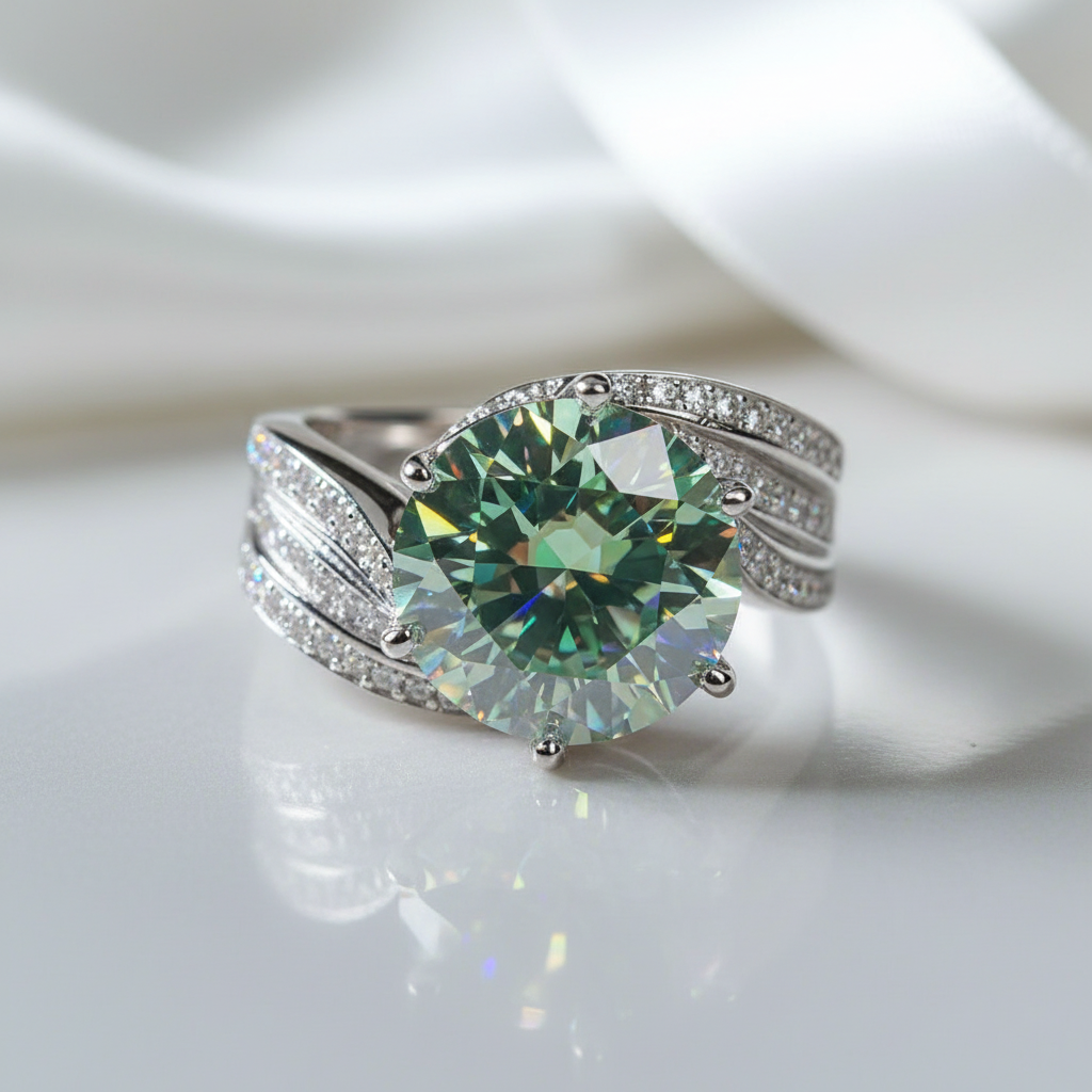 5ct Green Diamond Wedding Ring-Black Diamonds New York