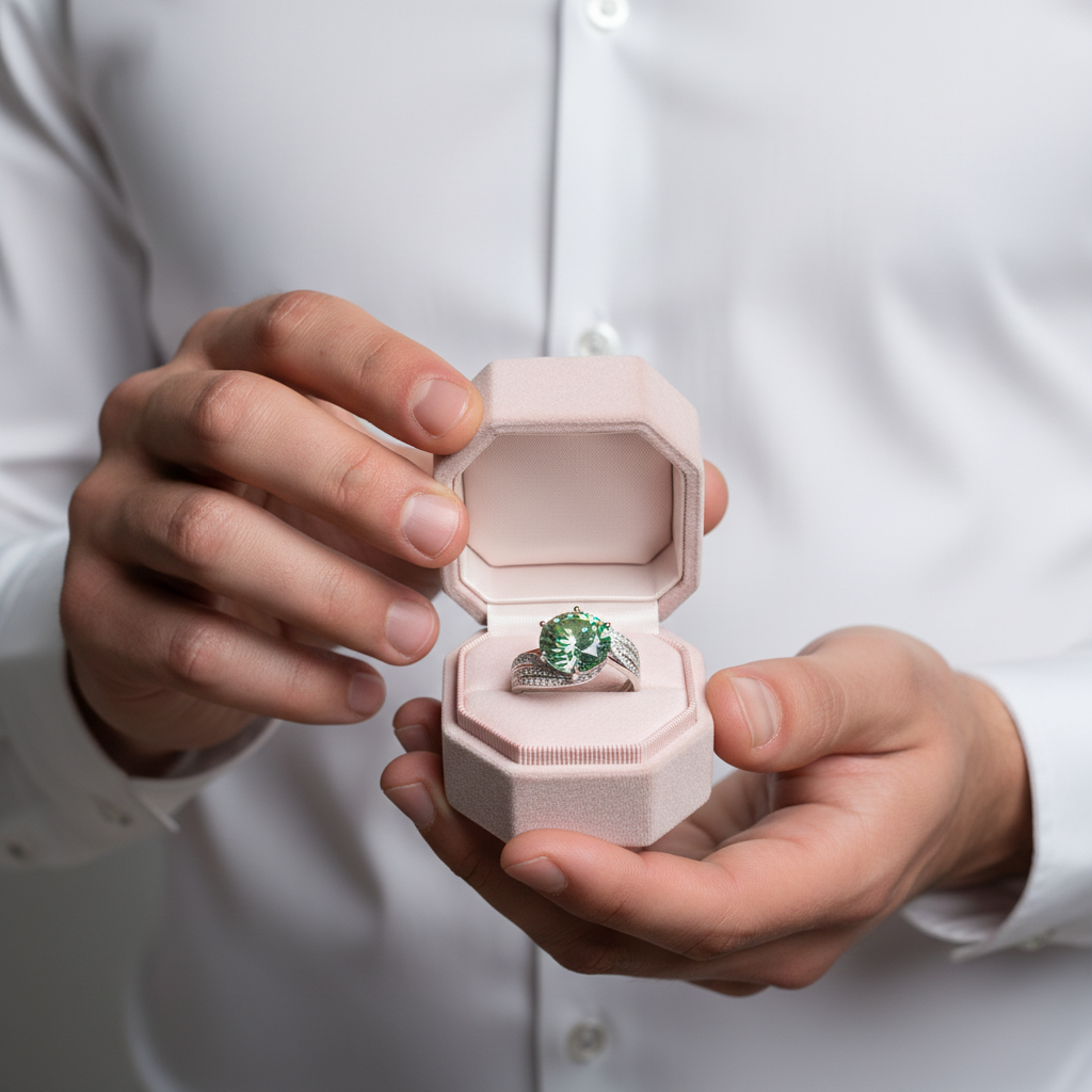 5ct Green Diamond Wedding Ring-Black Diamonds New York