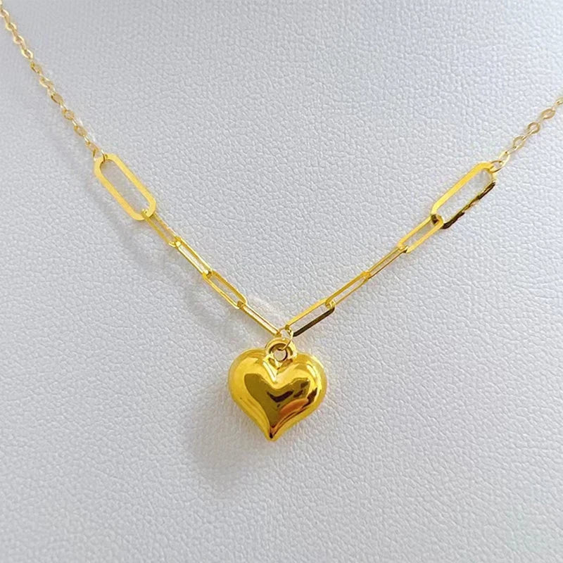 Classic 18k Yellow Gold Heart Pendant Necklace-Black Diamonds New York