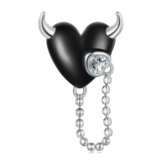 Black Heart Little Devil Punk Diamond Charm Pendant-Black Diamonds New York