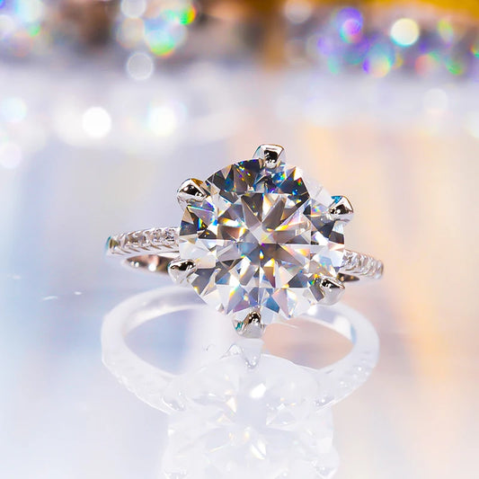 5.0 Ct Round Cut Moissanite Engagement Ring-Black Diamonds New York