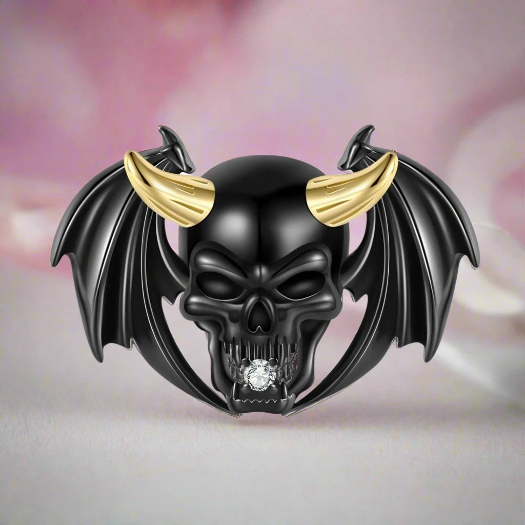 Black Skeleton Mask Pendant Necklace-Black Diamonds New York