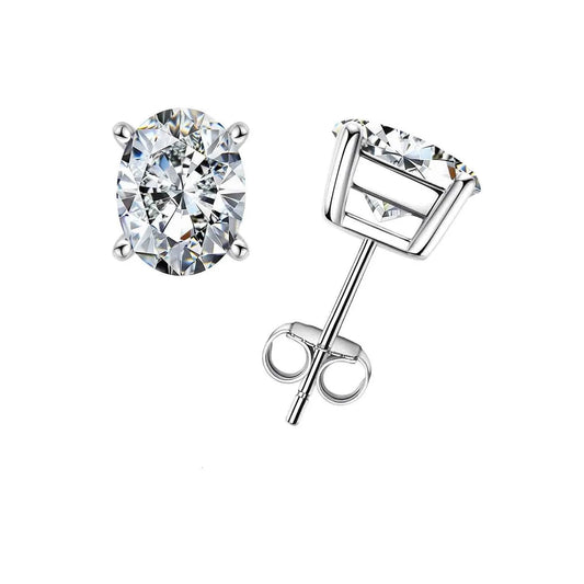4.0 ctw Oval Cut Diamond 10K Gold Post Stud Earrings-Black Diamonds New York