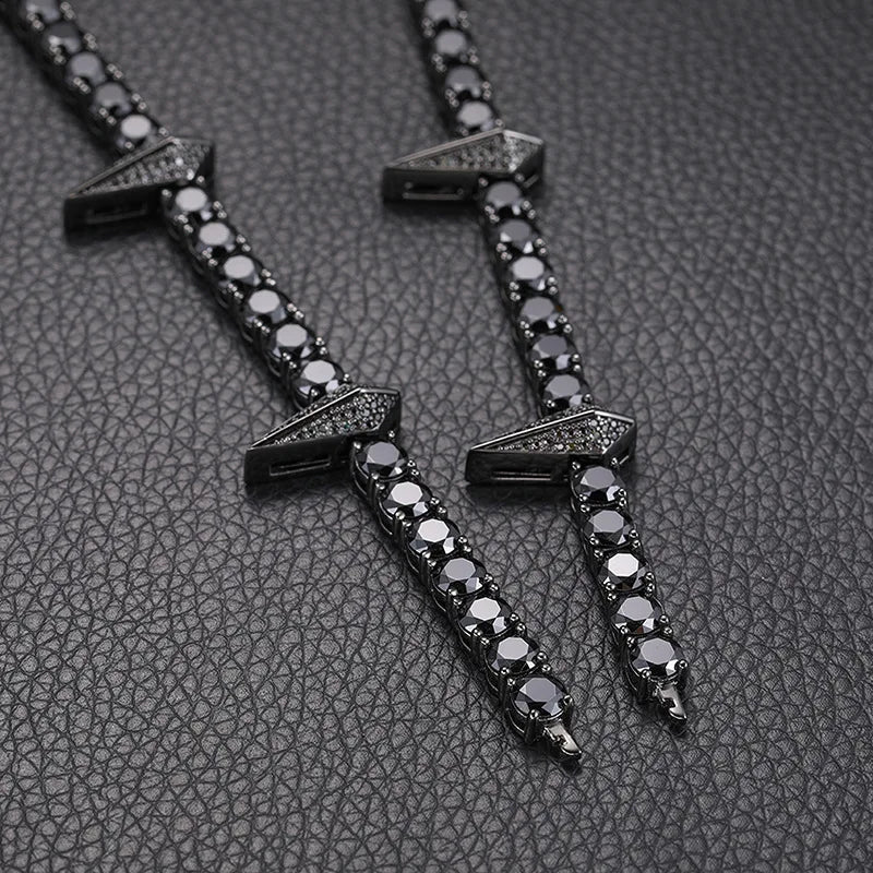 5mm Black Moissanite Gothic Necklace-Black Diamonds New York