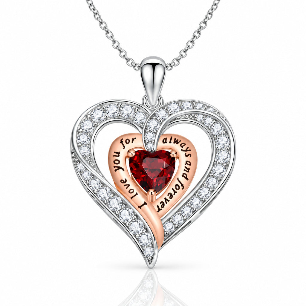 Birthstone Heart Pendant Necklace-Black Diamonds New York