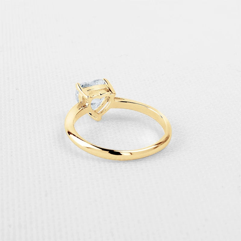 Exquisite 10K Yellow Gold Heart Moissanite Solitaire Engagement Ring-Black Diamonds New York