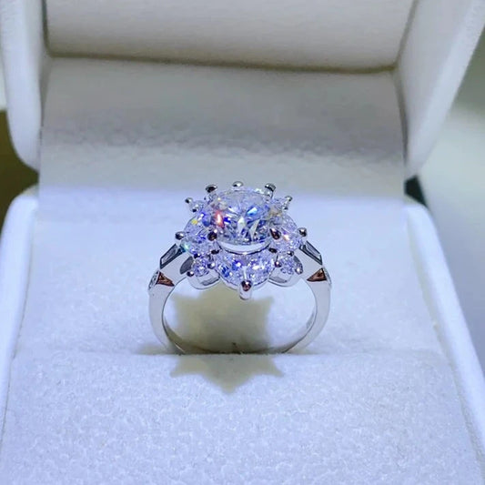2.0 Ct Round Moissanite Diamond Halo Engagement Ring-Black Diamonds New York