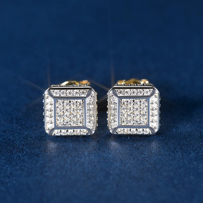 10K Solid Gold Micro Inlaid Diamond Stud Earrings-Black Diamonds New York
