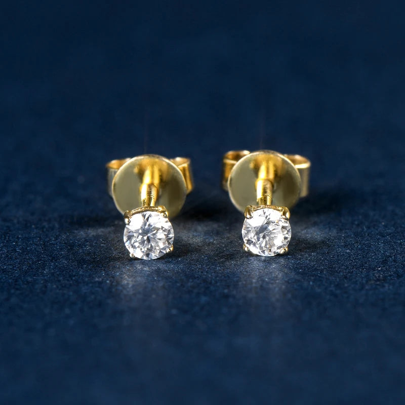 10K Solid Gold 3mm Moissanite Stud Earrings-Black Diamonds New York