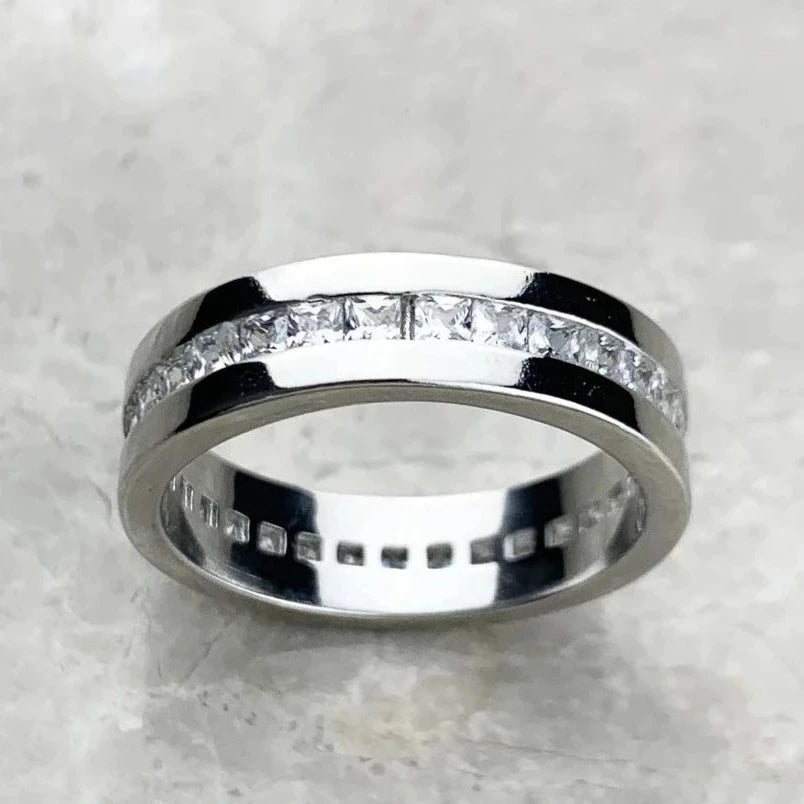 6mm Elegant Dazzling Created Diamond Ring Band-Black Diamonds New York