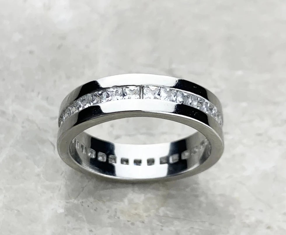 6mm Elegant Dazzling EVN Stone Ring Band-Black Diamonds New York