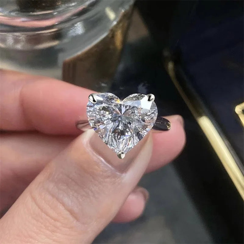 4.0 Ct Heart Cut Moissanite Diamond Solitaire Engagement Ring-Black Diamonds New York