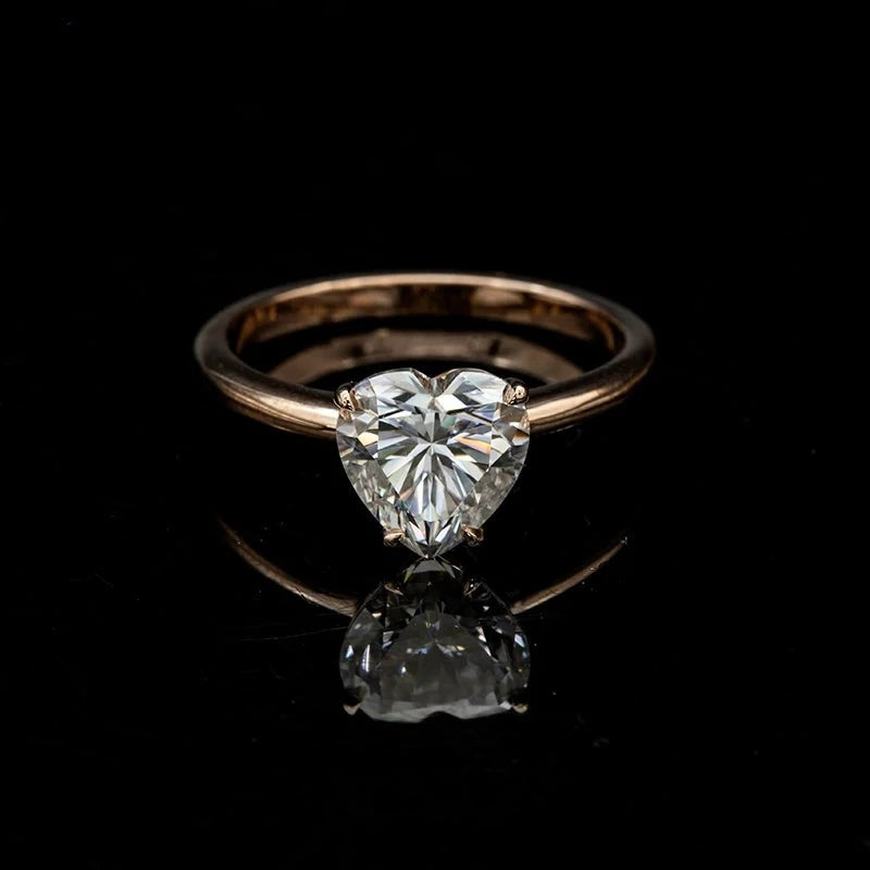 Vintage 9K Rose Gold 1.5 Ct Heart Moissanite Diamond Engagement Ring-Black Diamonds New York