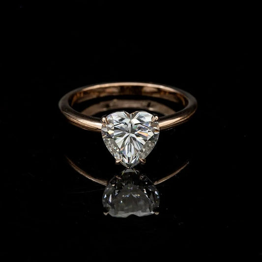 Vintage 9K Rose Gold 1.5 Ct Heart Diamond Engagement Ring-Black Diamonds New York