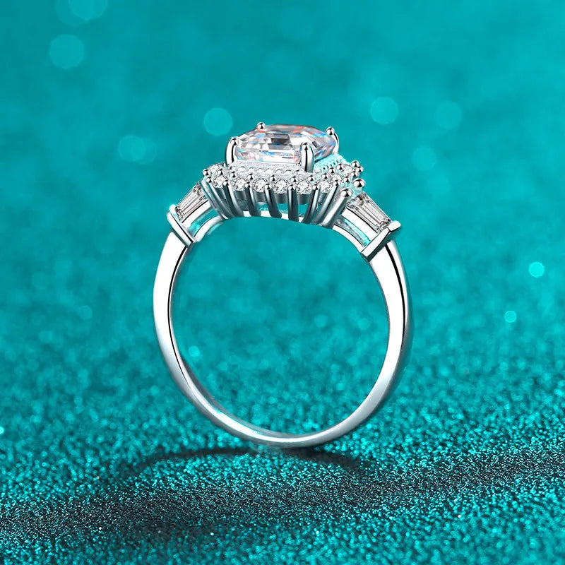 2.0 Ct Cushion Cut Moissanite Halo Engagement Ring-Black Diamonds New York