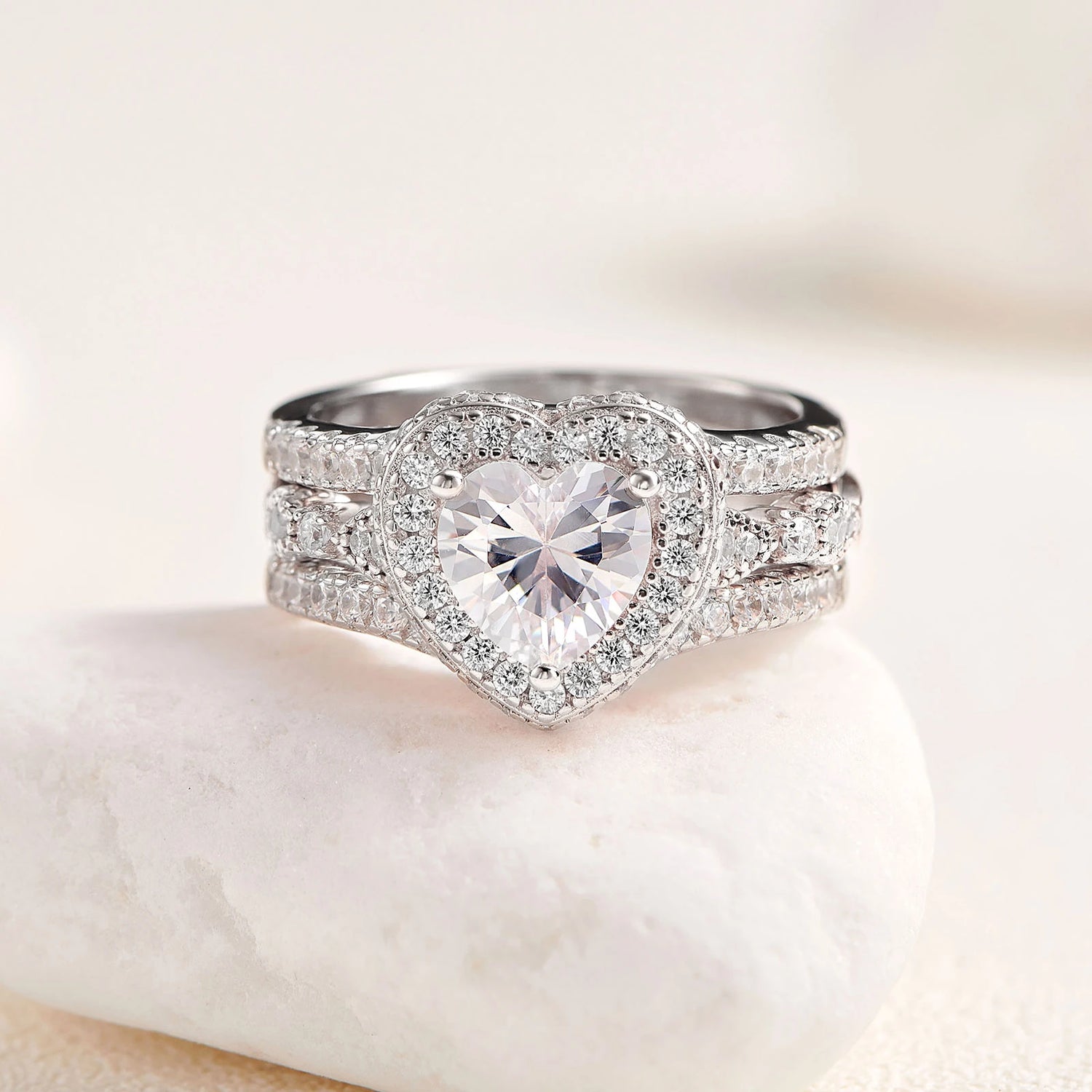 Elegant Created Diamond Halo Engagement Ring Set-Black Diamonds New York