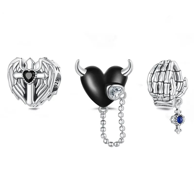 Black Heart Little Devil Punk EVN Diamond Charm Pendant-Black Diamonds New York