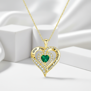 Heart-cut Gemstone I Love You Engraved Heart-shaped Birthstone Necklace-Black Diamonds New York
