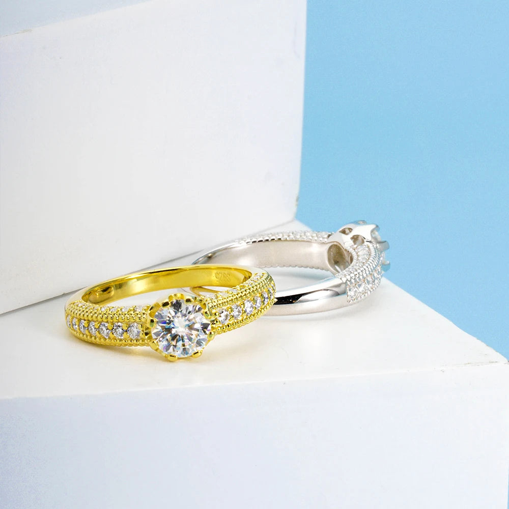 6mm Round Moissanite Diamond Engagement Ring-Black Diamonds New York