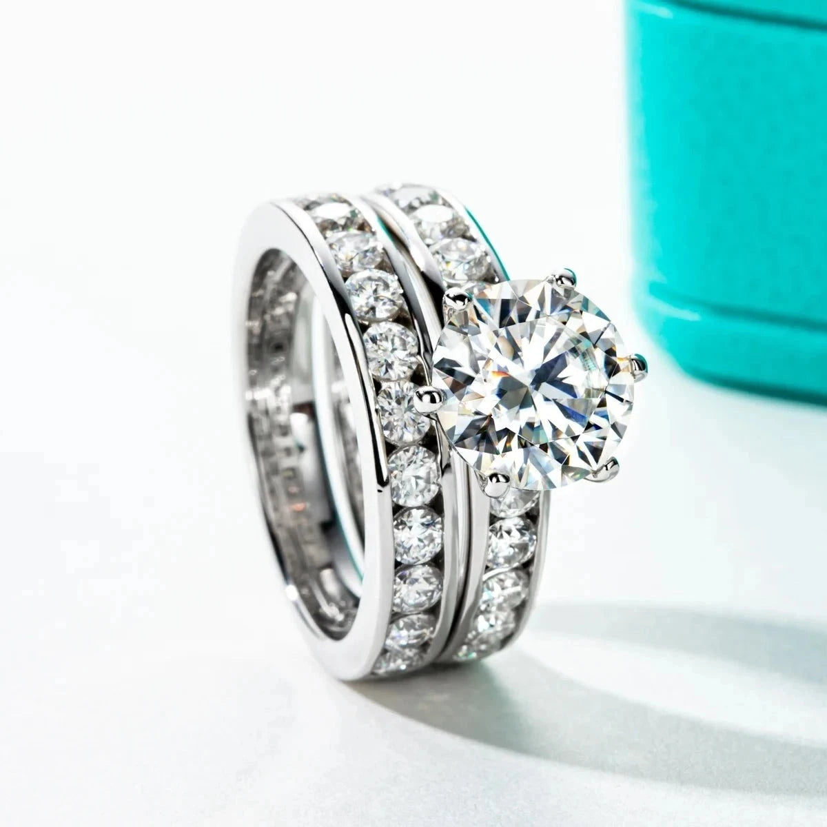 Elegant 3.0 Ct Round Diamond Engagement Ring Set-Black Diamonds New York