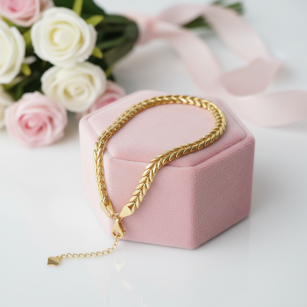 18k Yellow Gold Vintage Chain Bracelet-Black Diamonds New York