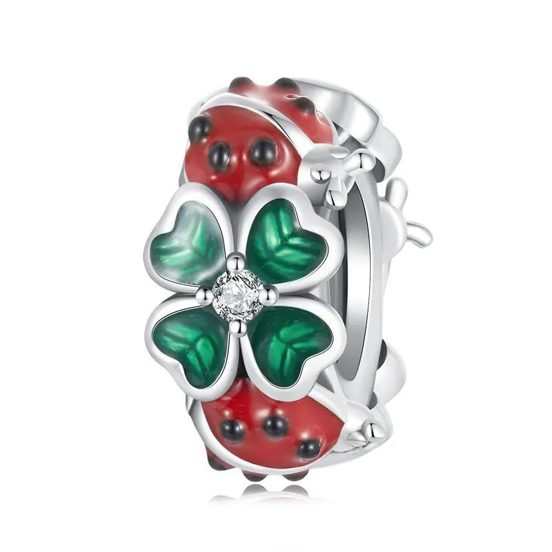 Lovely Flower, Lady Bug, & Clover Spacer Bead Charms-Black Diamonds New York