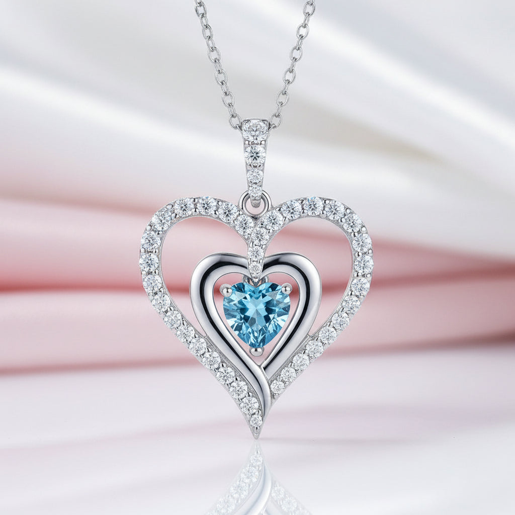 12 Birthstone Gemstone Heart-shaped Necklace-Black Diamonds New York