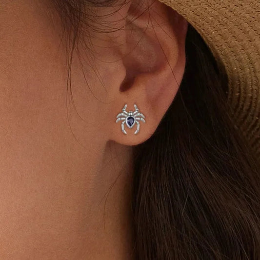 Vintage Pear Cut Diamond Spider Stud Earrings-Black Diamonds New York