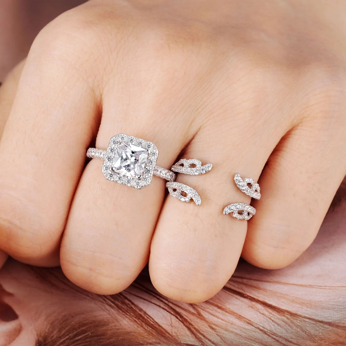 3.0 Ctw Princess Cut EVN Diamond Engagement Ring Set-Black Diamonds New York