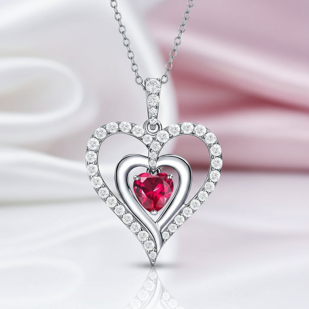 12 Birthstone Gemstone Heart-shaped Necklace-Black Diamonds New York