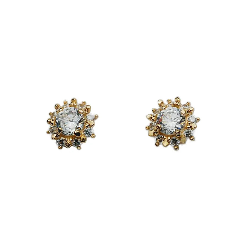 14K Solid Gold Round Cut EVN Diamond Stud Earrings-Black Diamonds New York