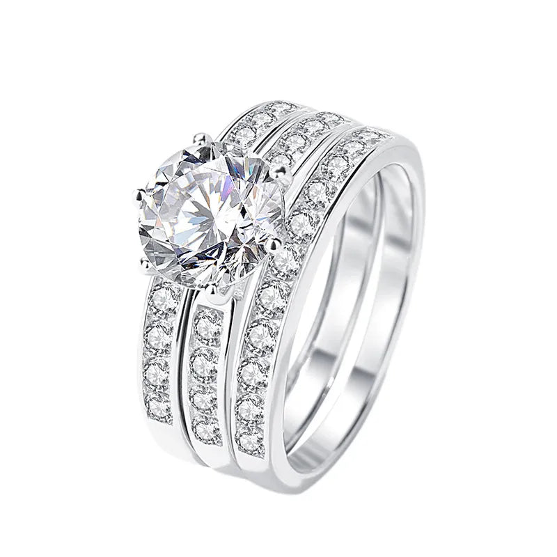 2.0 Ct Round Diamond Engagement Ring Set-Black Diamonds New York