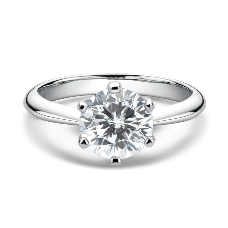 2.0 Ct Round Cut Moissanite Solitaire Engagement Ring-Black Diamonds New York