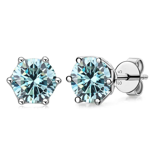 1.0 Ct Round Cut Diamond 6 Prong Stud Earrings-Black Diamonds New York