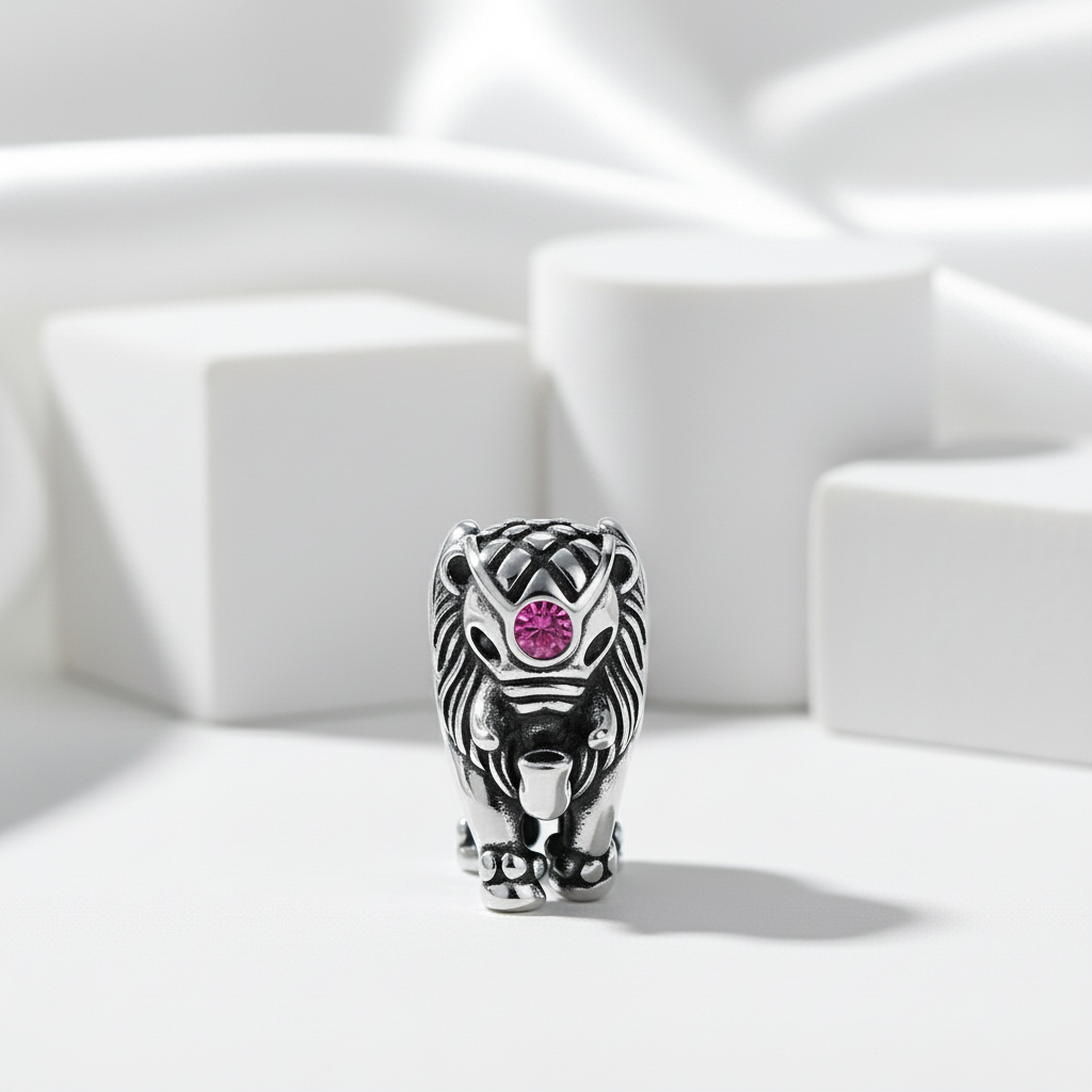 Charming Circus Elephant with Pink Diamond Charm-Black Diamonds New York
