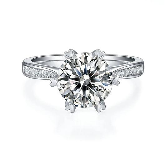 3.0 Ct Round Moissanite Diamond Engagement Ring-Black Diamonds New York