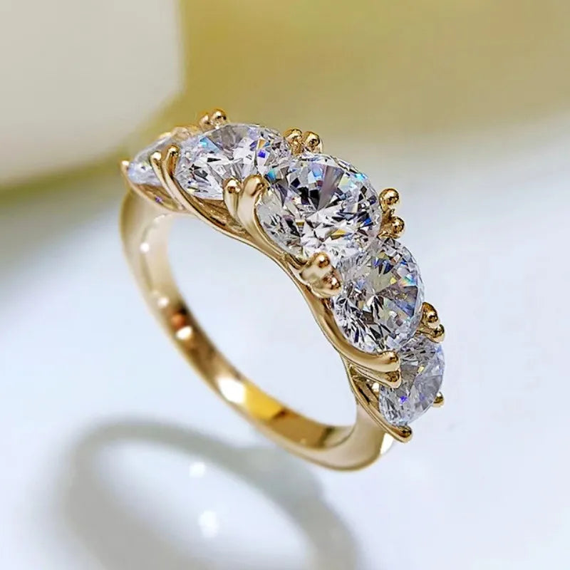 3.6ctw Round Cut Moissanite Five Stone Engagement Ring-Black Diamonds New York