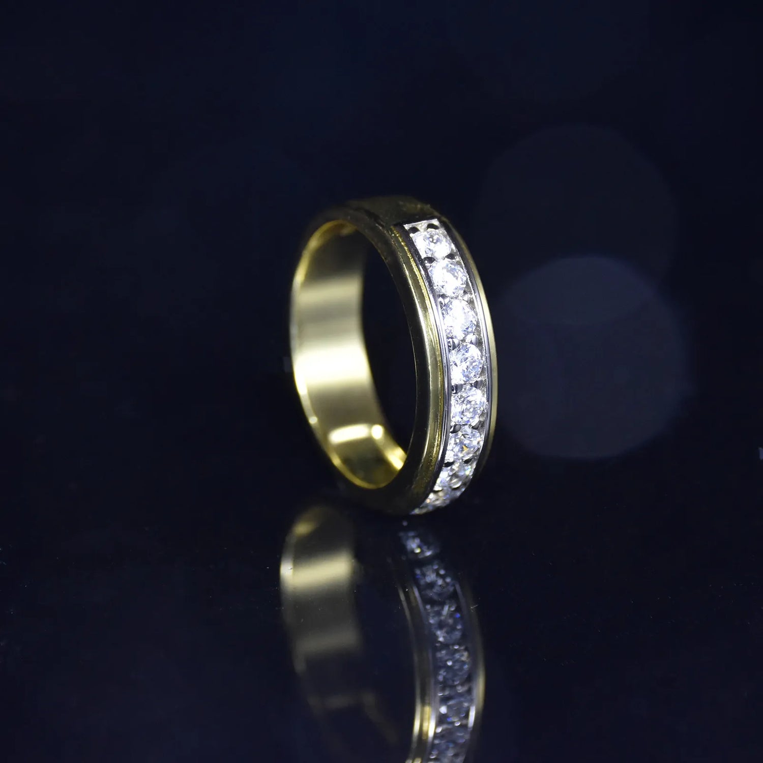 Two Tone Brilliant Round Cut Men's Ring Band-Black Diamonds New York