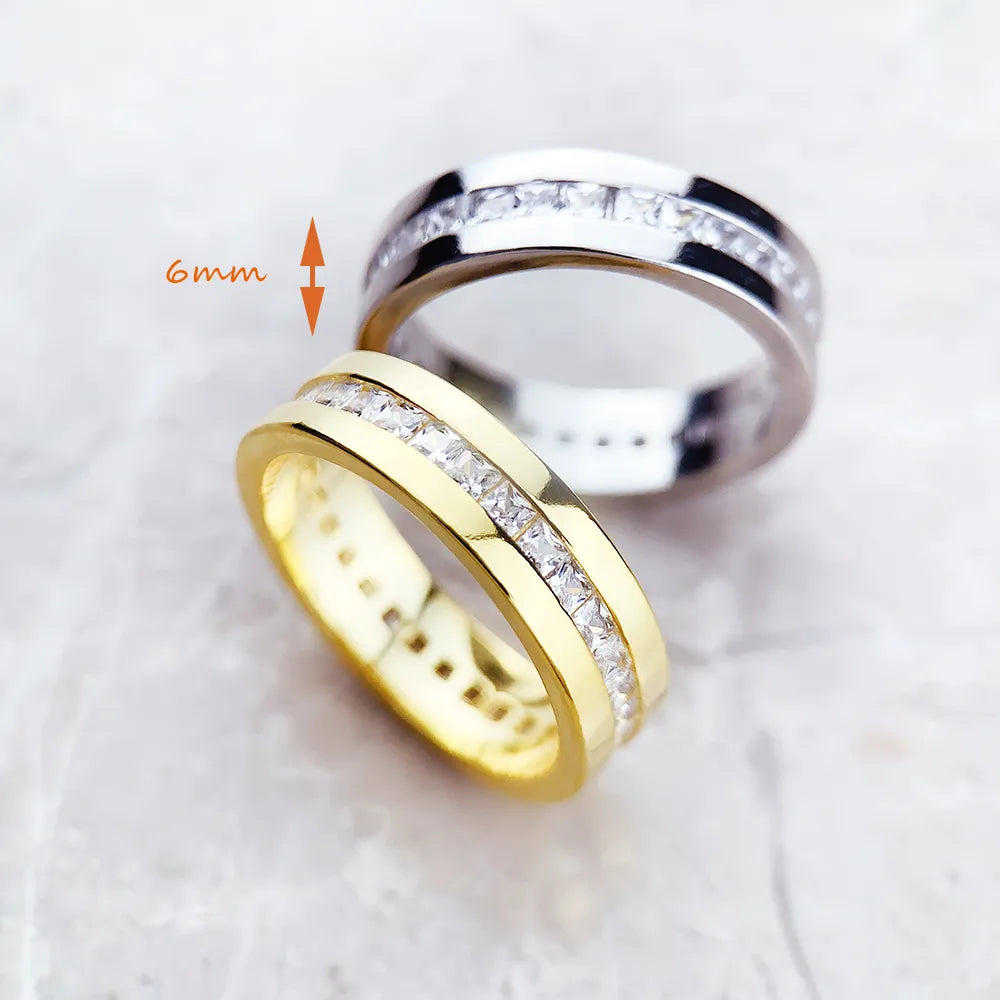 6mm Elegant Dazzling Created Diamond Ring Band-Black Diamonds New York