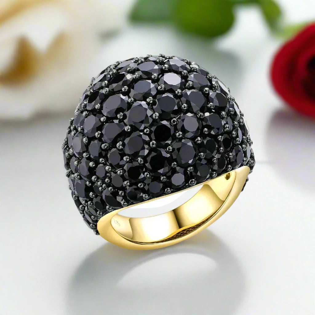 Unique 5.20 Ct Round-cut Black Spinel Ring-Black Diamonds New York